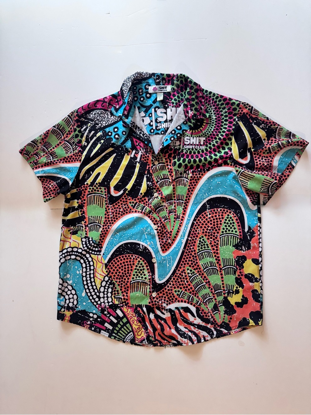 SH!T Shirt Club Multicolor Abstract Button-Up Shirt in Sz L in EUC